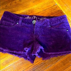 Purple corduroy shorts